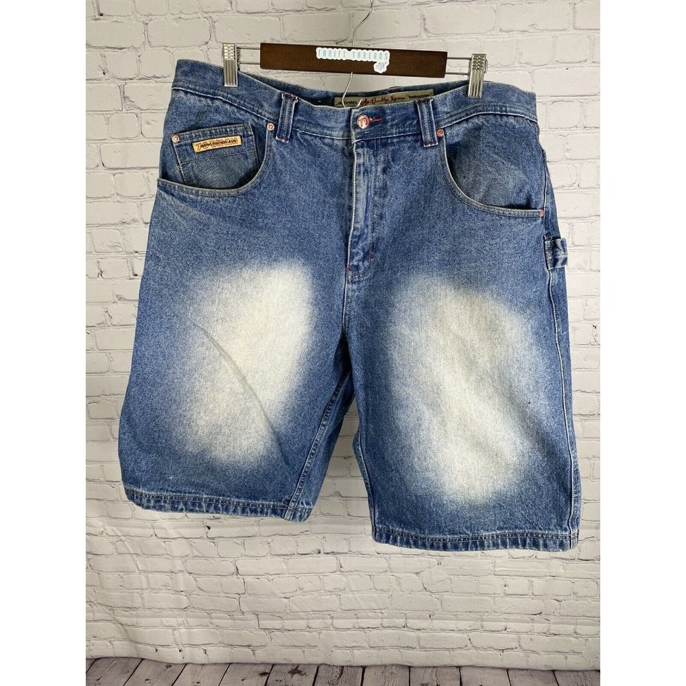 Brooklyn Xpress Medium Wash High Rise 6 Pockets Blue Denim Shorts Men’s 40W